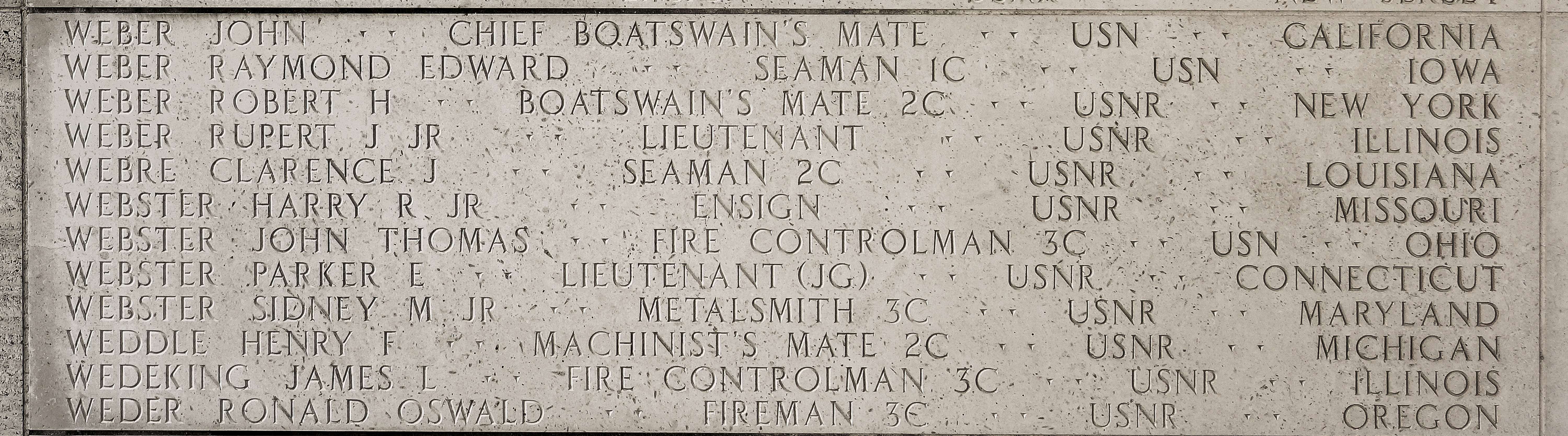 Raymond Edward Weber, Seaman First Class